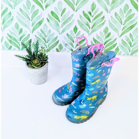 Rainbow Deer Flamingo Waterproof Rain Boots Size 3 Girls - Picture 5 of 9